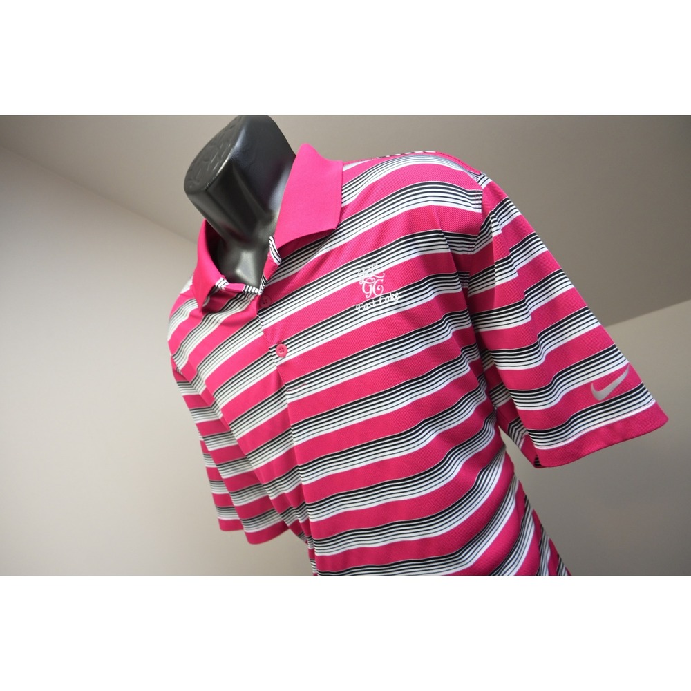 Nike‎ Golf Polo Shirt Mens Size XL Striped Dri Fit East Lake Tour Performance